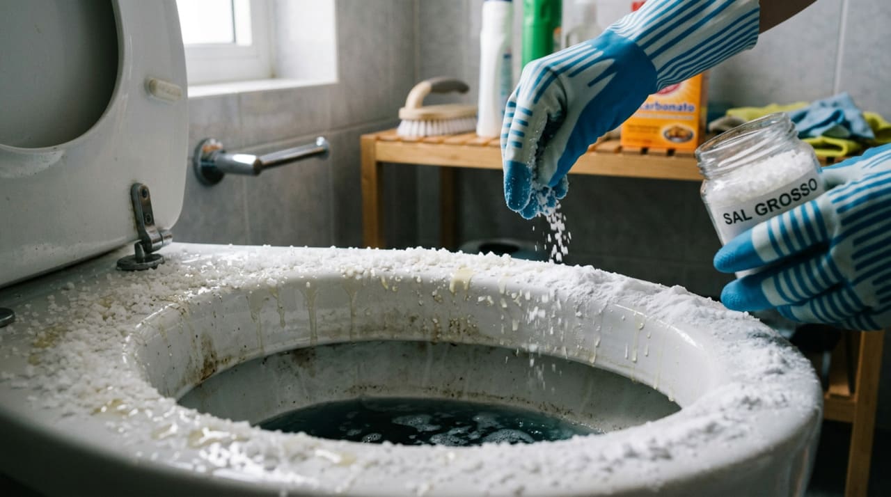 A limpeza do vaso sanitário com sal é simples e aproveita reações bem conhecidas para soltar sujeiras e aliviar o mau cheiro.