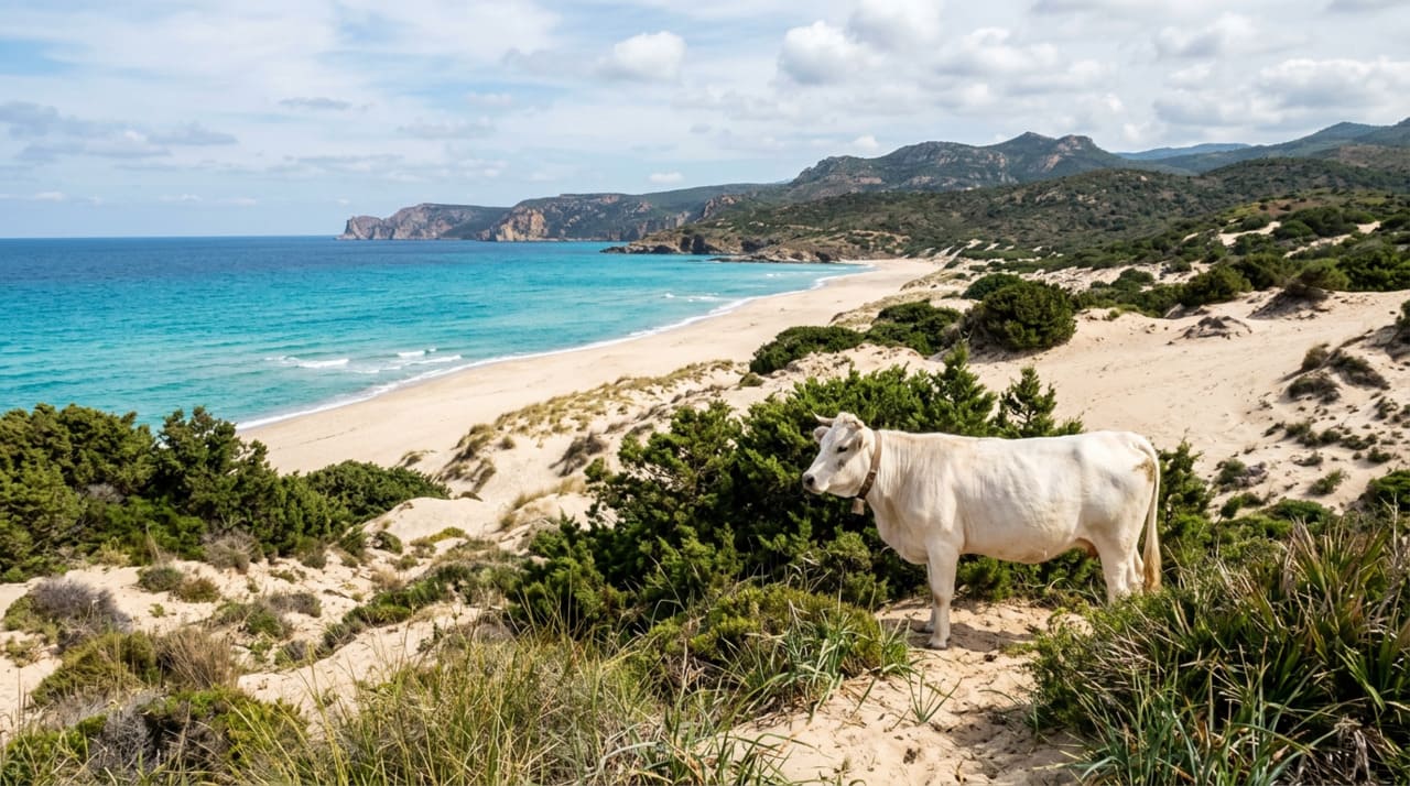 Quem chega à Spiaggia di Berchida pela primeira vez descreve a experiência como uma espécie de desaceleração imediata
