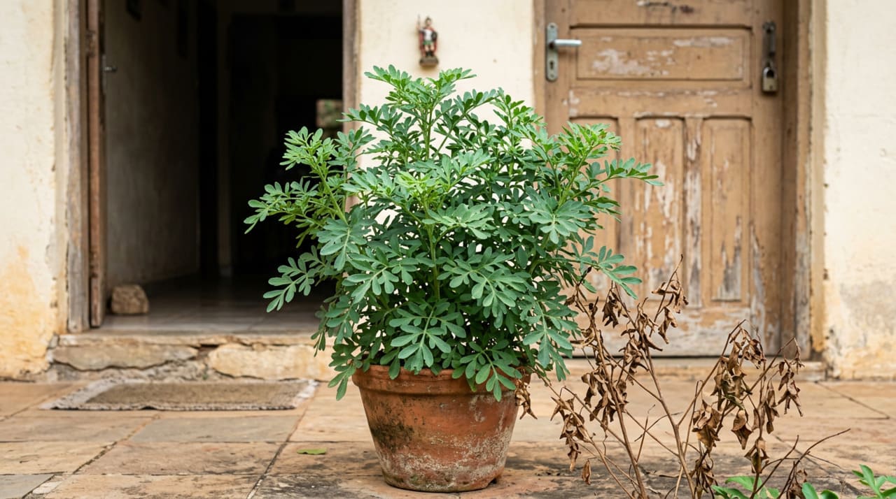 a maioria das pessoas que cultivam a arruda por seu valor simbólico segue o ritual popular de enterrar ou descartar a planta