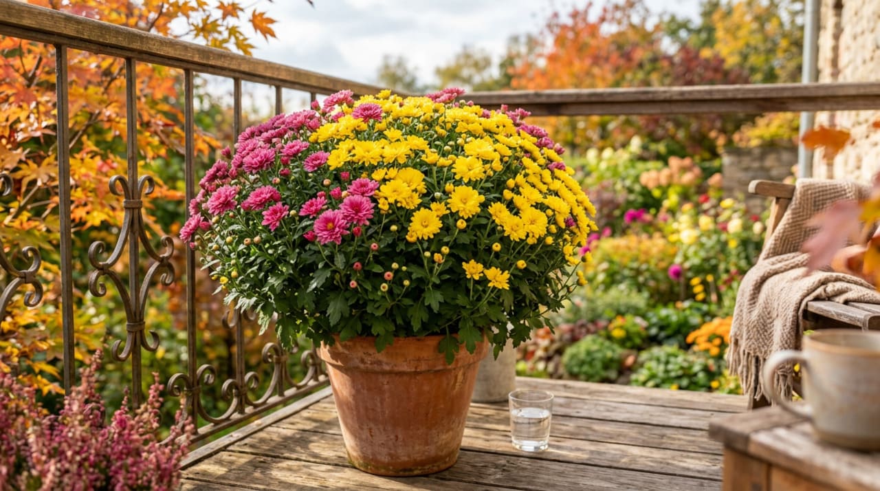 O cultivo em casa do crisântemo começa com a escolha do vaso e do substrato