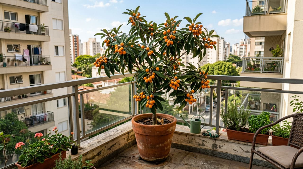 A nêspera é considerada uma das plantas frutíferas mais adaptáveis ao cultivo em apartamento