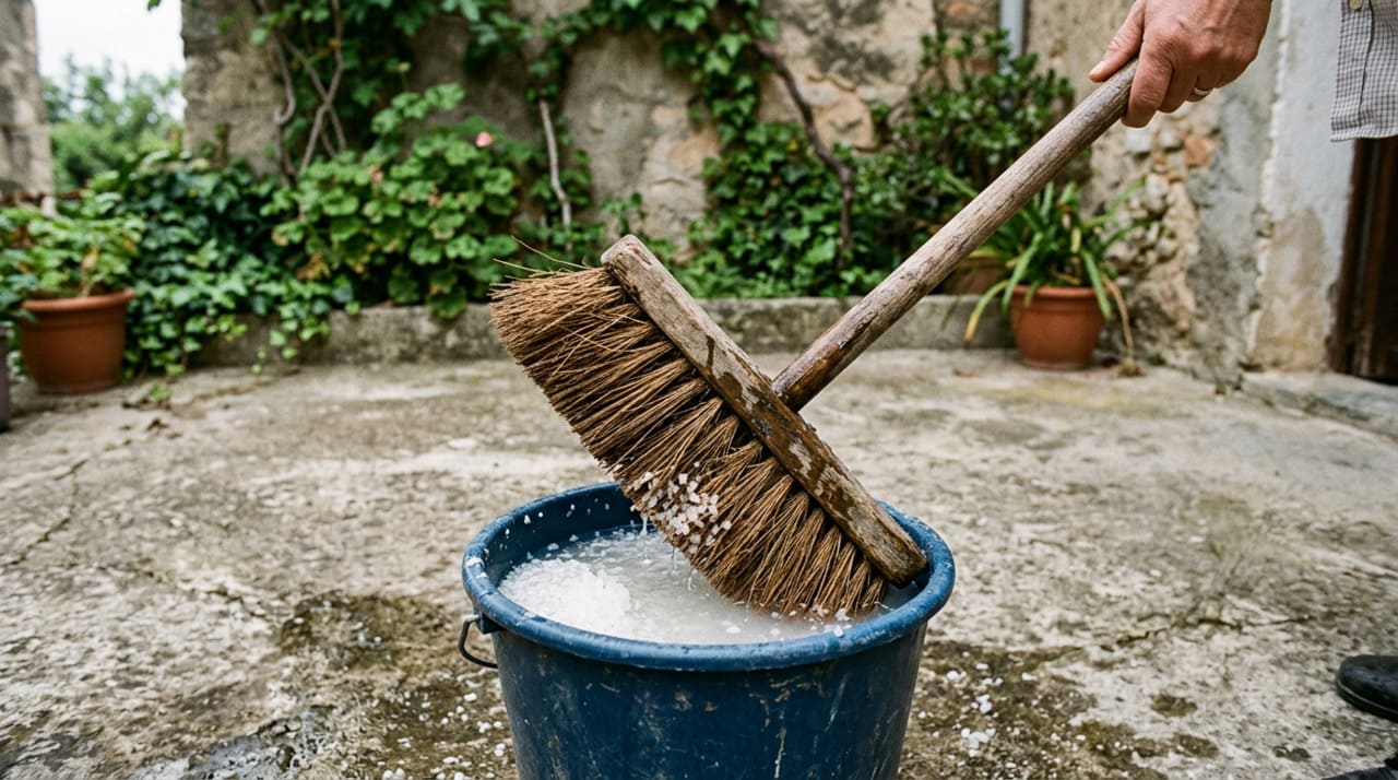 A aplicação de uma solução salina nas cerdas de nylon cria uma barreira física que enrijece o material