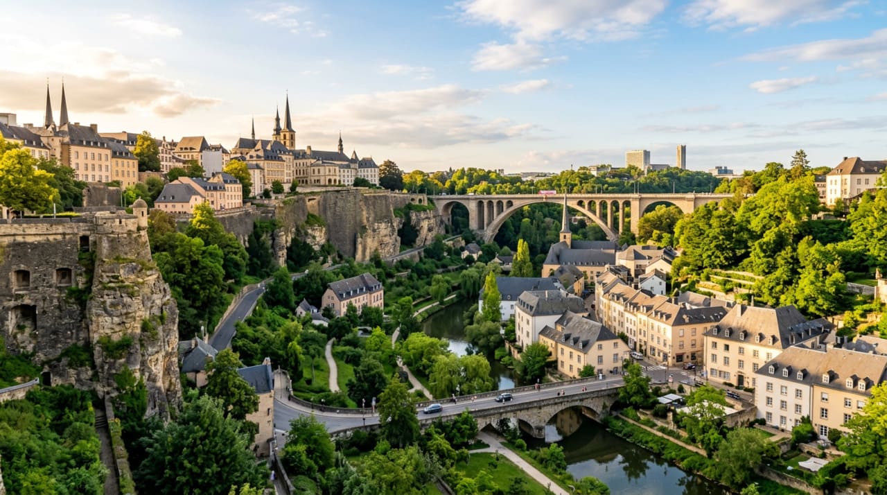 A paisagem urbana de Luxemburgo é geograficamente única na Europa