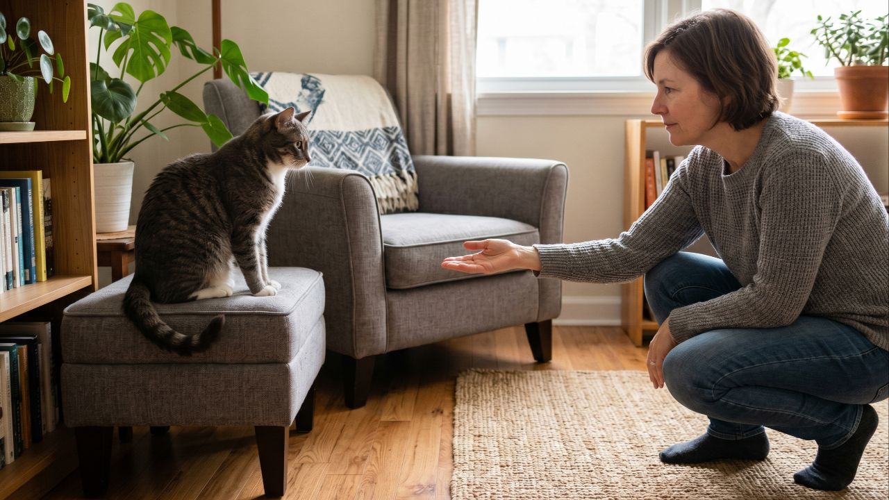 Gatos “ofendidos” reagem à insegurança, e respeitar seu espaço e rotina é essencial para restaurar a confiança.