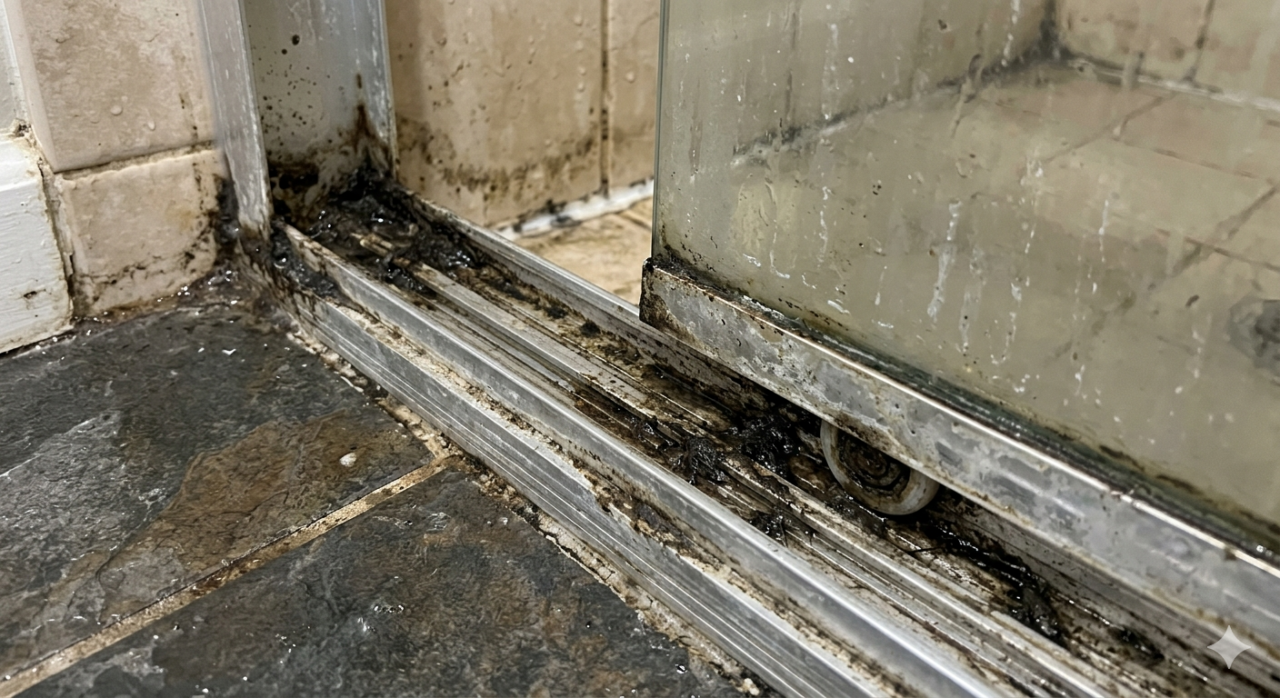 Como limpar a sujeira preta do trilho do box