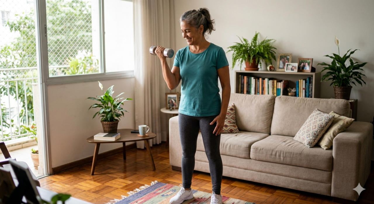 Exercícios matinais para recuperar a força nos braços após os 55 anos