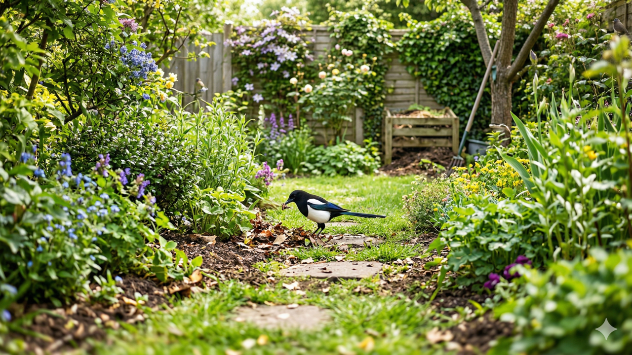 Reduza gastos com venenos. Saiba como a dieta variada da pega-rabuda protege suas flores e folhagens.