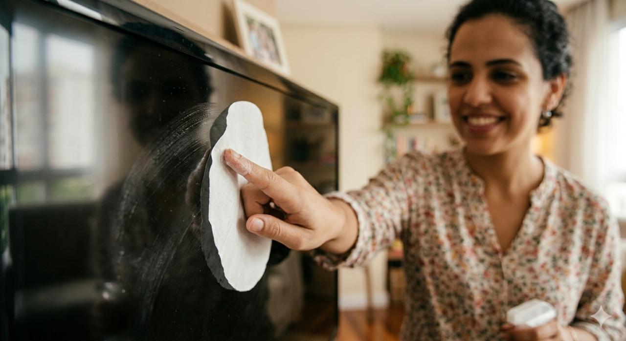 Limpeza de telas engorduradas com filtro de café