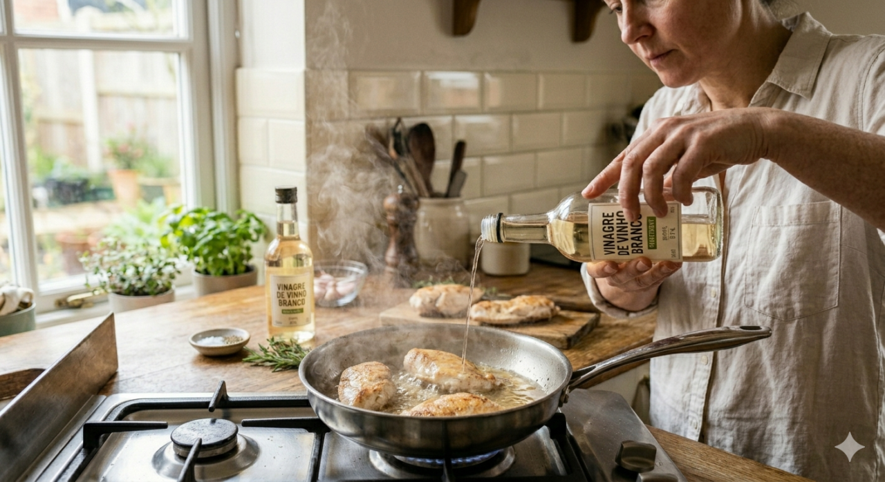 Por que colocar vinagre na frigideira ao fritar peito de frango