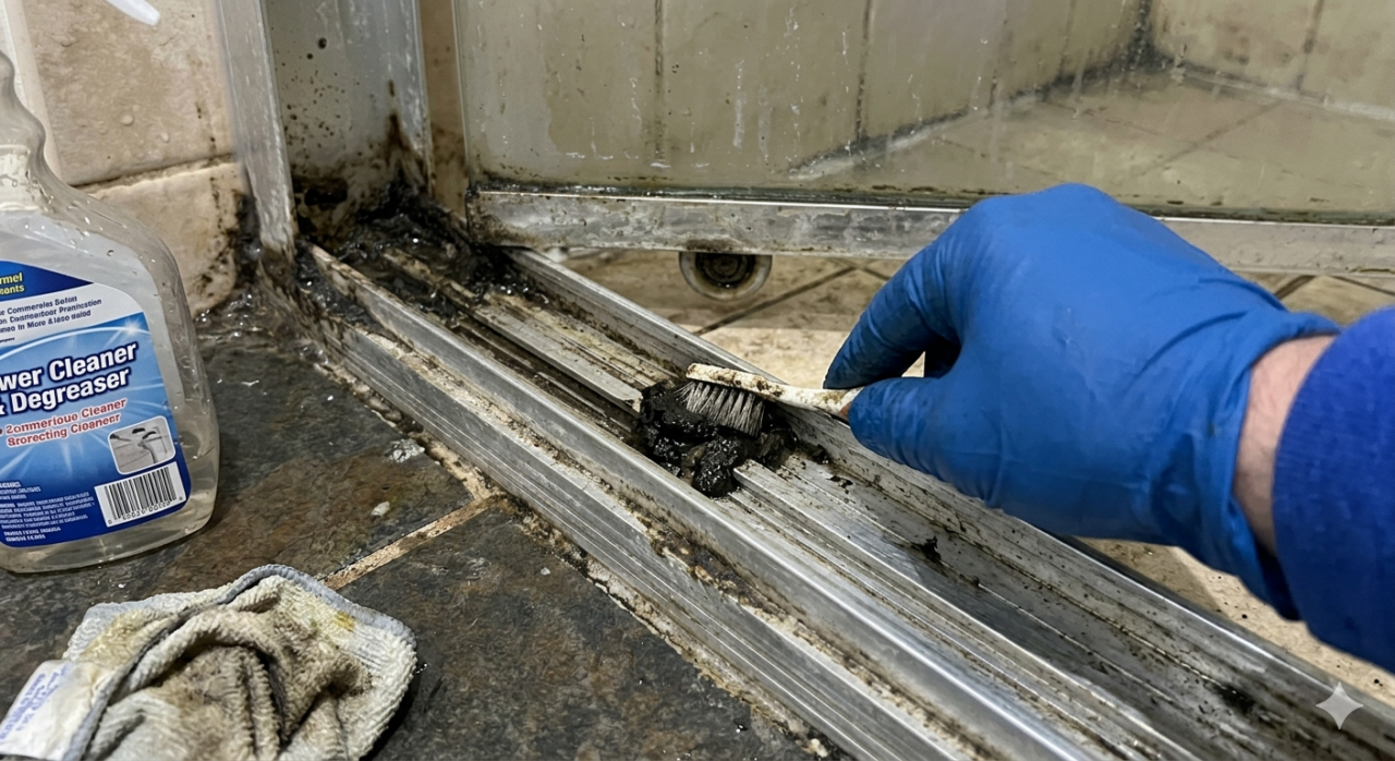 Como limpar a sujeira preta do trilho do box