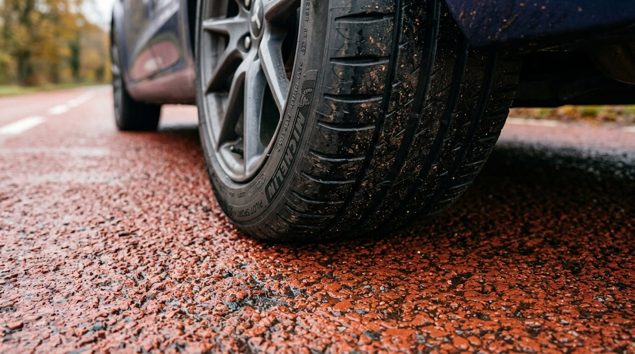 O uso de asfalto colorido rompe a monotonia da pista e aumenta a vigilância dos condutores, protegendo a biodiversidade local.