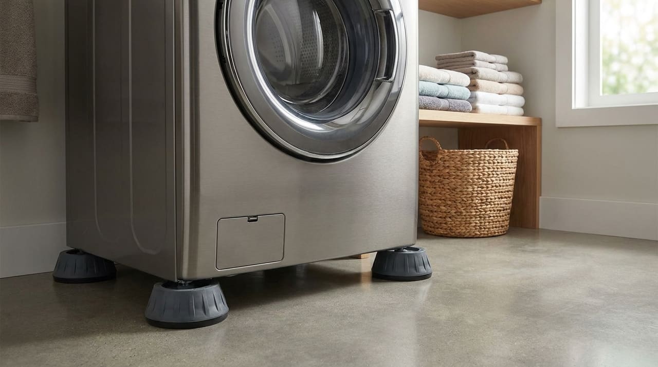 O uso de amortecedores de borracha isola a vibração do equipamento e evita que o ruído se espalhe pelas paredes.