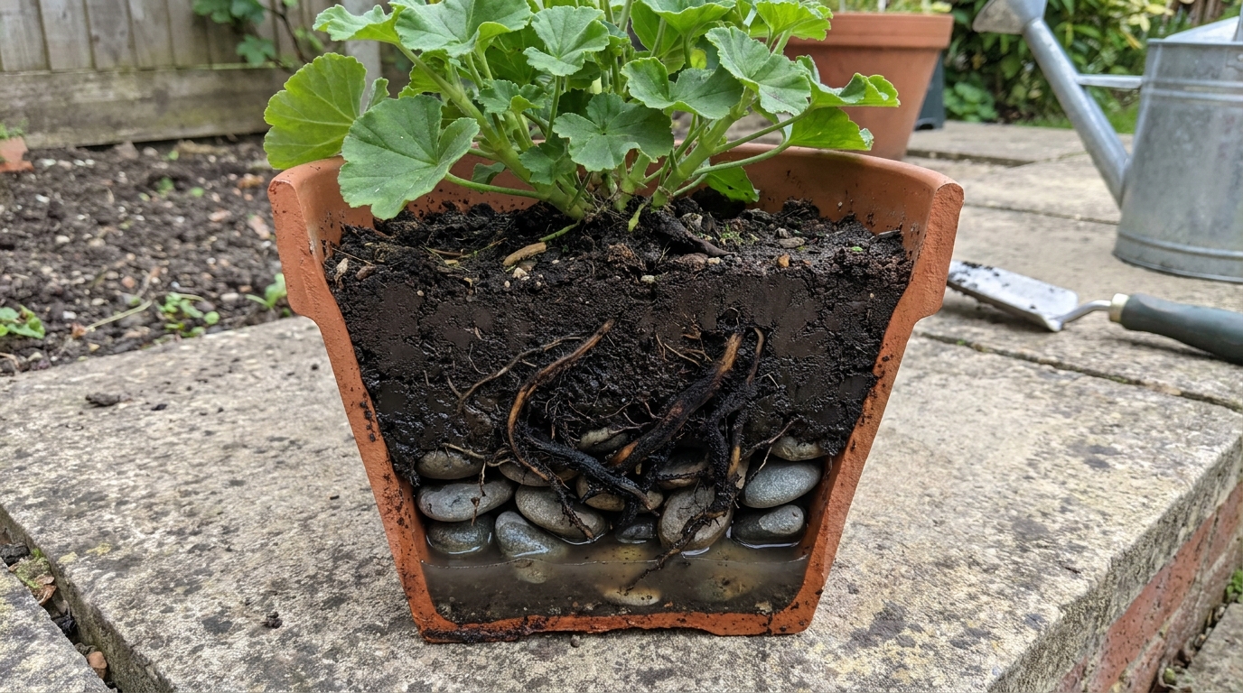 A ciência demonstra que materiais grosseiros no fundo do vaso podem reter a humidade na terra e prejudicar as raízes.