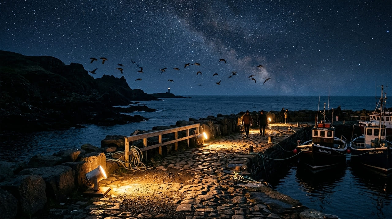 A gestão da iluminação em áreas portuárias é vital para evitar a exaustão e a morte de filhotes atraídos pelo clarão urbano.