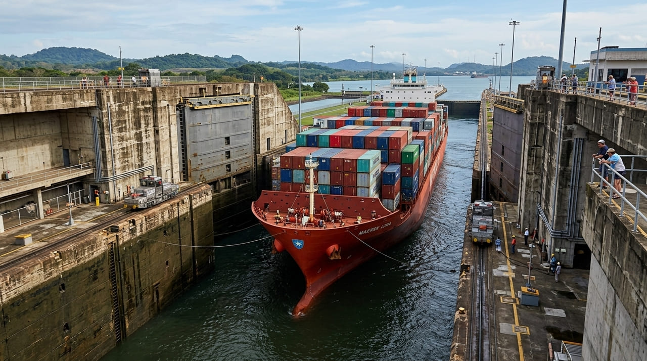 A instabilidade nas rotas do Oriente Médio consolida o Canal de Panamá como a principal alternativa para garantir o fluxo das cadeias de suprimento.