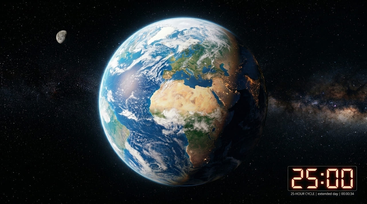 A interação gravitacional e a recessão lunar estão expandindo gradualmente as horas de luz solar disponíveis para as futuras gerações.