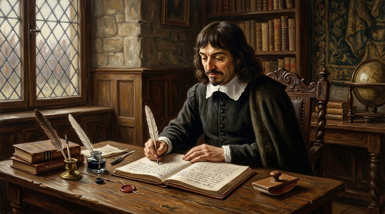 Para Descartes, a resolução de problemas difíceis demanda a decomposição sistemática das dúvidas em busca de verdades indubitáveis.
