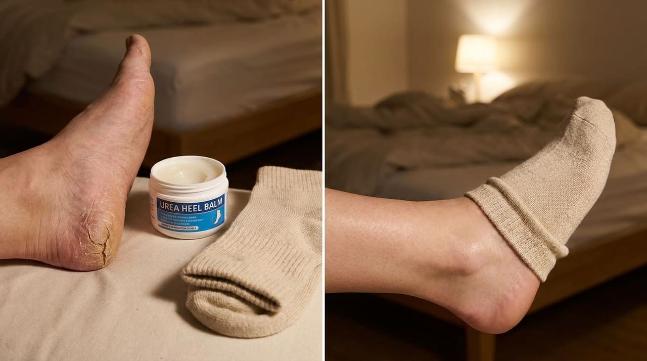 A aplicação de cremes com ureia antes de dormir garante uma hidratação profunda que recupera a elasticidade natural da pele.