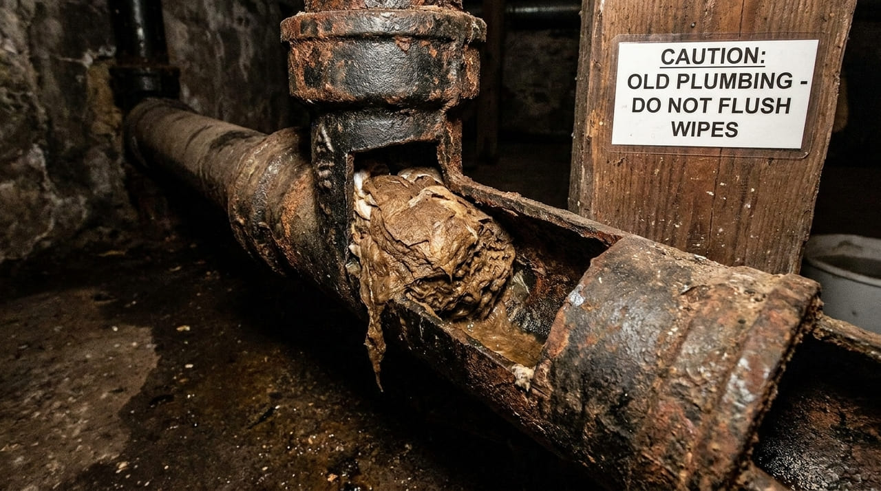 O uso correto da lixeira preserva a funcionalidade do sistema sanitário e respeita a infraestrutura do patrimônio histórico.