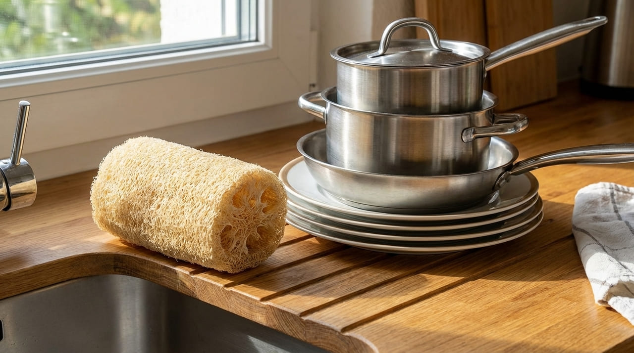 As fibras naturais da luffa aegyptiaca não retêm gordura e combatem a proliferação de fungos de maneira orgânica. 