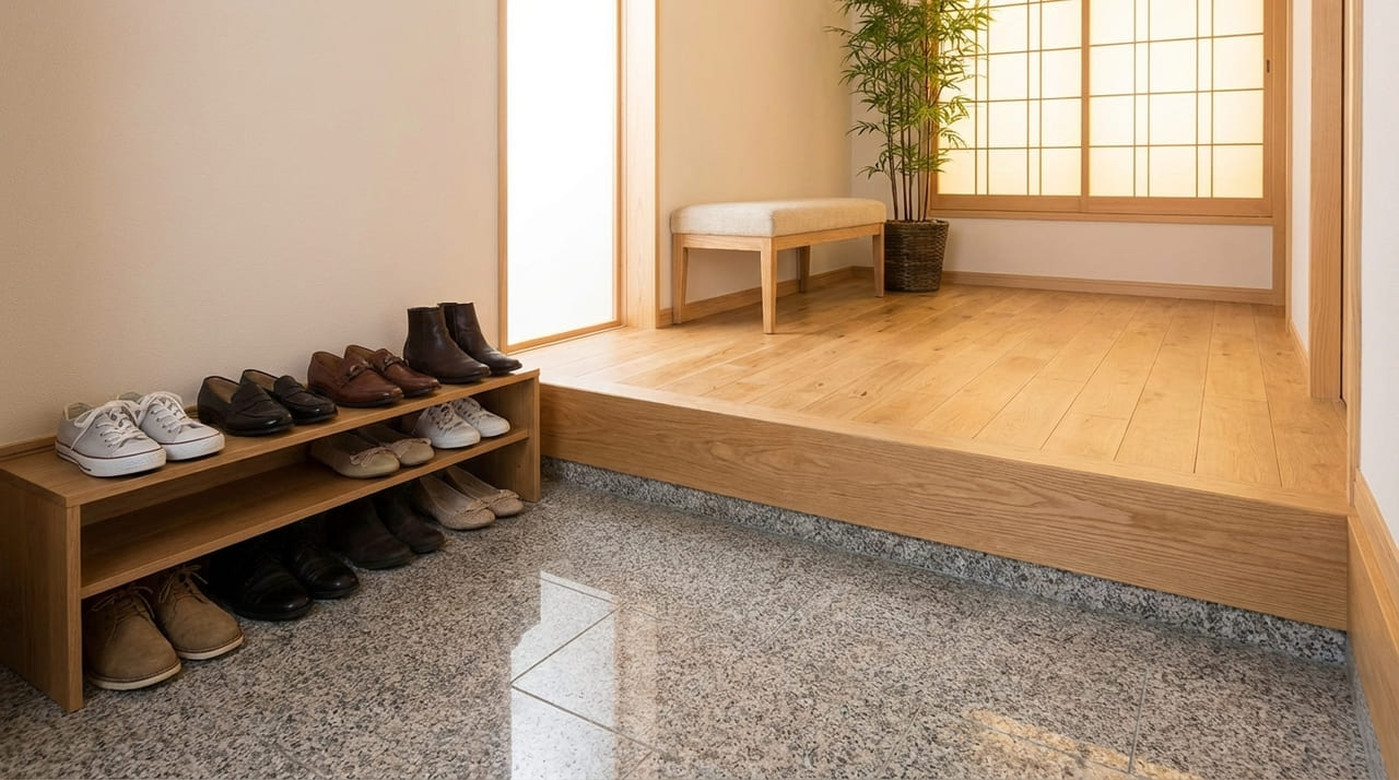 O posicionamento correto dos calçados reflete um cuidado meticuloso que promove harmonia visual e funcionalidade imediata ao lar.