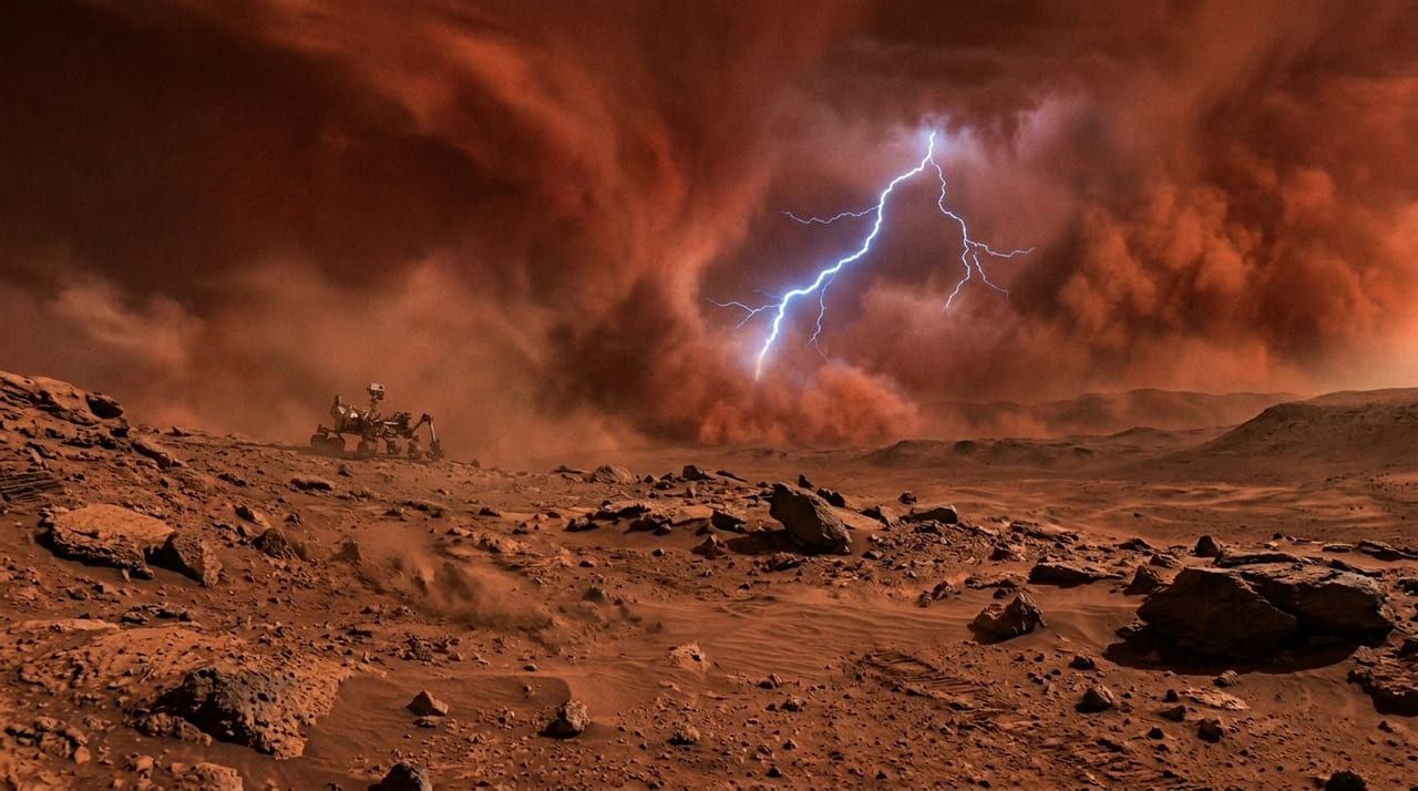 O rover Perseverance identificou descargas elétricas em tempestades de poeira, revelando um ambiente atmosférico muito mais dinâmico do que o esperado.