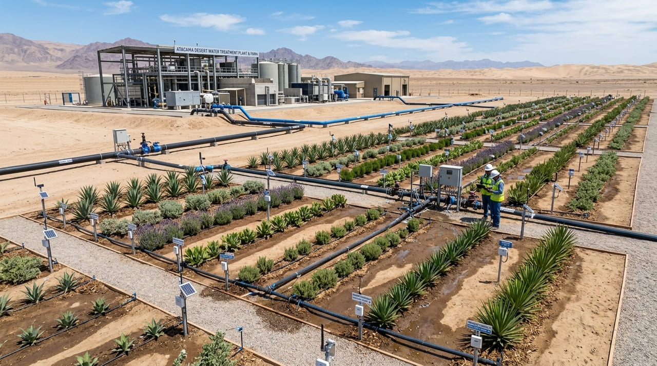 Sistemas avançados de tratamento de água permitem a criação de microclimas e a redução de temperaturas em regiões áridas.