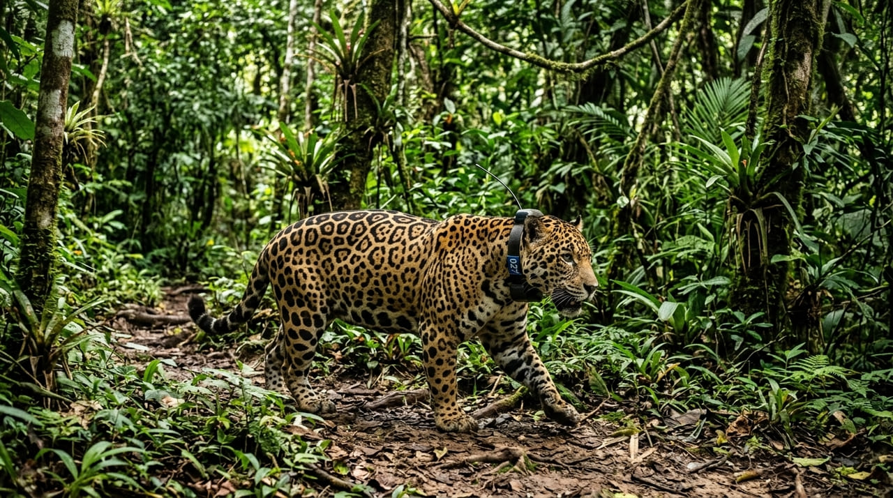 O uso de rastreamento via rádio-colar garante a segurança e o acompanhamento da adaptação das onças em liberdade plena.