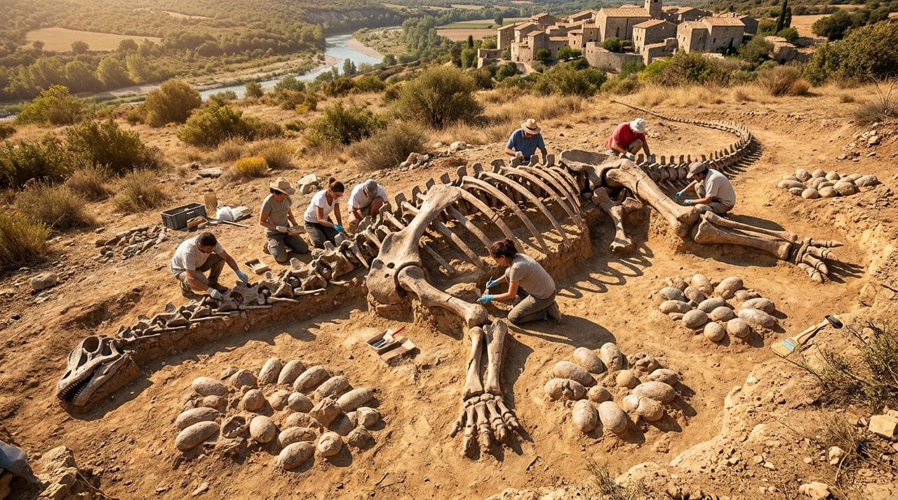 A preservação de ninhos e esqueletos articulados permite aos cientistas mapear o ciclo de vida dos gigantes que dominaram a pré-história europeia.