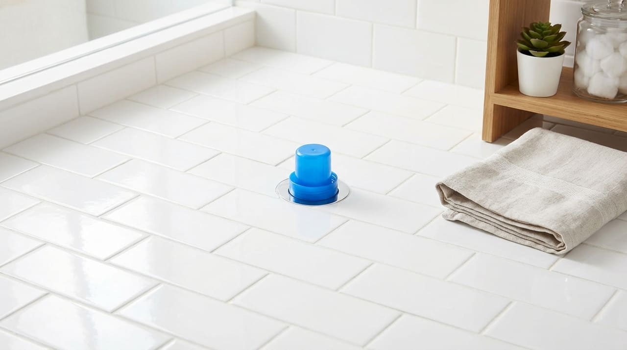 Posicionar uma tampa de amaciante no ralo funciona como uma barreira física e aromática eficiente contra o mau cheiro do esgoto.