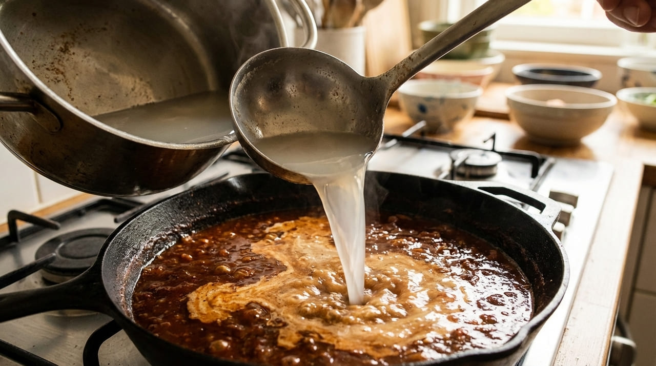 O uso da água de cozimento rica em amido garante a aderência ideal do molho e eleva o nível técnico das suas preparações.