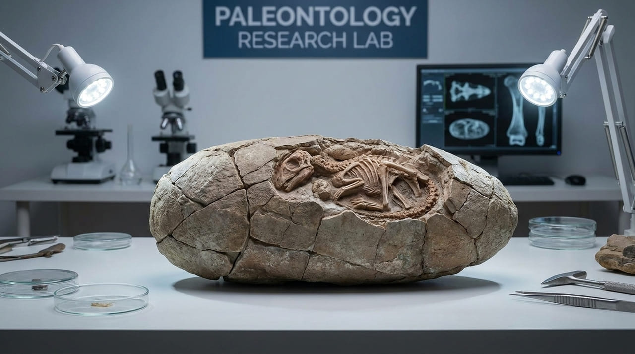 Eles encontram o fóssil de um dinossauro de 70 milhões de anos atrás e não acreditam: é um bebê em perfeito estado dentro de um ovo