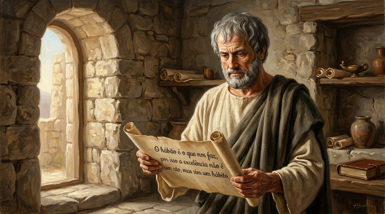 A conquista da virtude reside na repetição constante de nossas ações diárias.