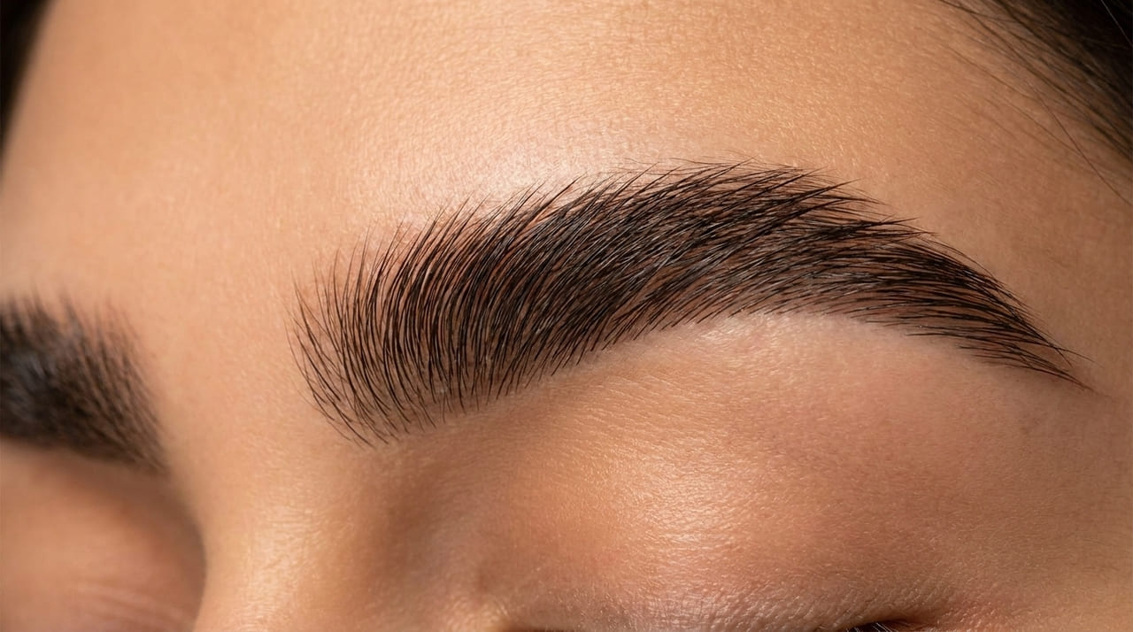 O uso noturno do óleo de rícino estimula a circulação folicular e promove o preenchimento natural de falhas nas sobrancelhas.