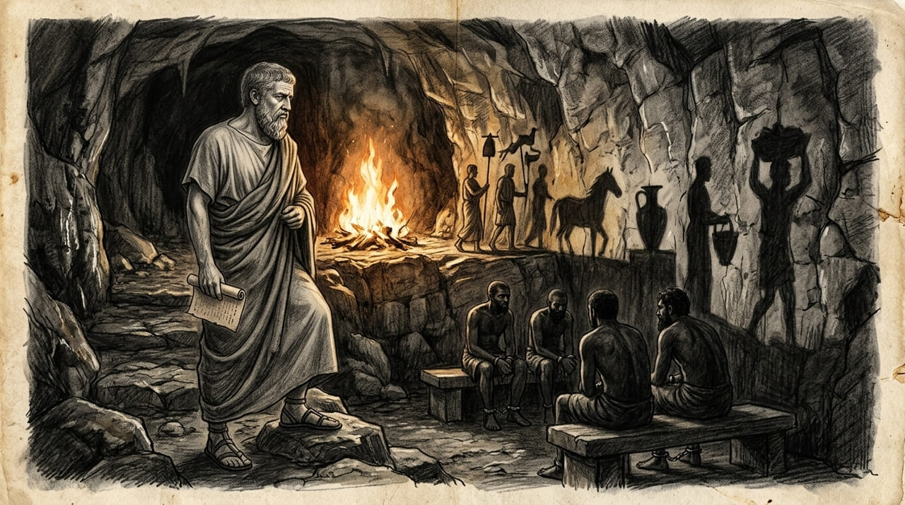 As redes sociais funcionam como sombras modernas que distorcem nossa percepção da realidade e do eu.