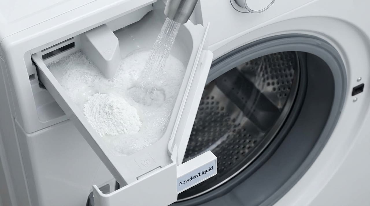 Utilizar o compartimento correto da máquina garante que o produto seja liberado apenas após a mistura com a água, preservando as cores.