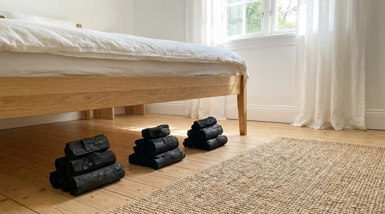 O carvão vegetal atua como uma esponja natural que absorve a umidade e protege sua saúde respiratória durante o sono.