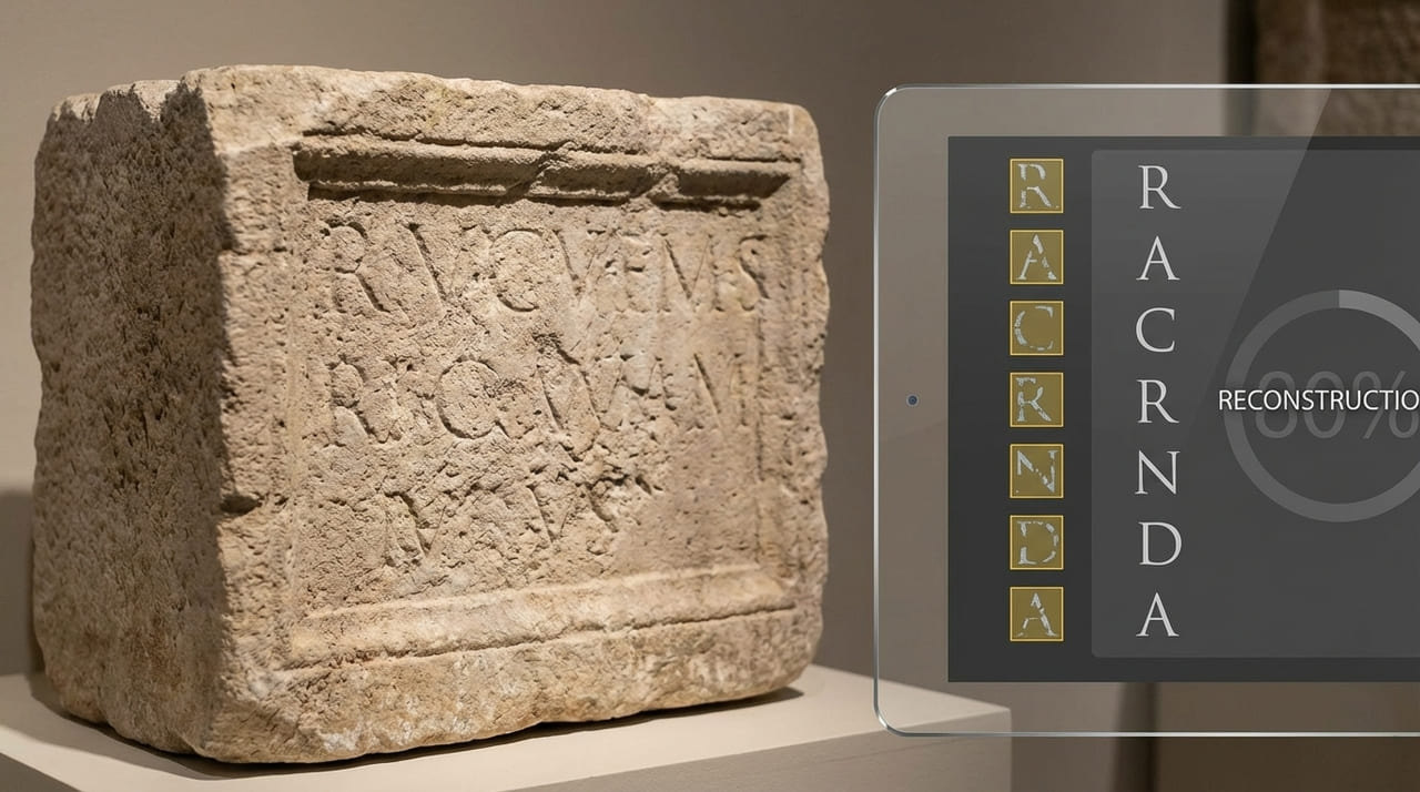 Modelos de visão computacional analisam o contexto sintático e semântico para reconstruir fragmentos de informações perdidas sobre superfícies desgastadas.