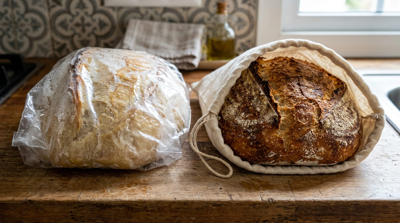 Sacos de tecidos naturais e embalagens de papel são aliados essenciais para preservar o sabor e a elasticidade das massas. O equilíbrio na circulação do ar evita o abafamento e protege o alimento contra microrganismos, prolongando a vida útil dos produtos de padaria.
