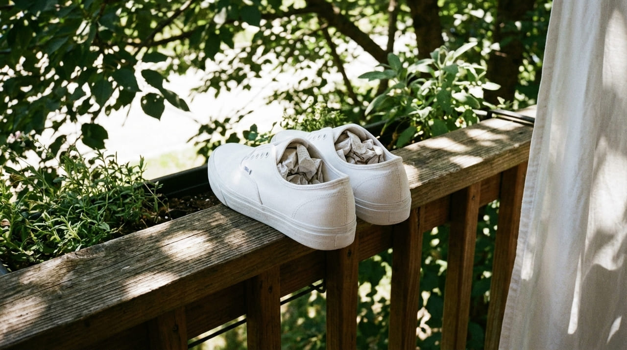 A secagem à sombra protege as fibras contra a oxidação e evita o surgimento de manchas amareladas causadas pelo calor excessivo.