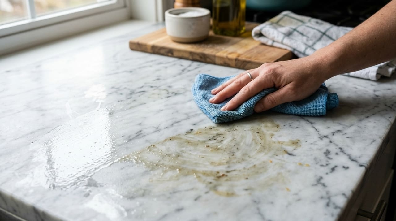 O uso estratégico do limão diluído remove gorduras sem comprometer o brilho original do material.