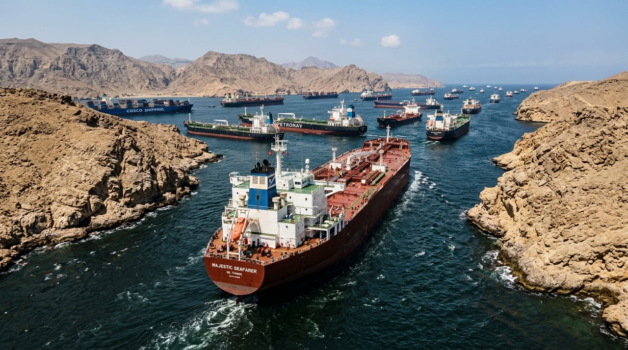 A instabilidade no fluxo de navios pelo Estreito de Ormuz gera incerteza global e exige estratégias rigorosas de gestão de risco financeiro.