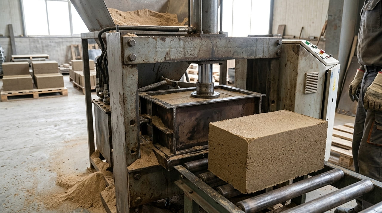 O material Finite transforma areia fina em blocos ecológicos de alta resistência para o futuro das cidades.