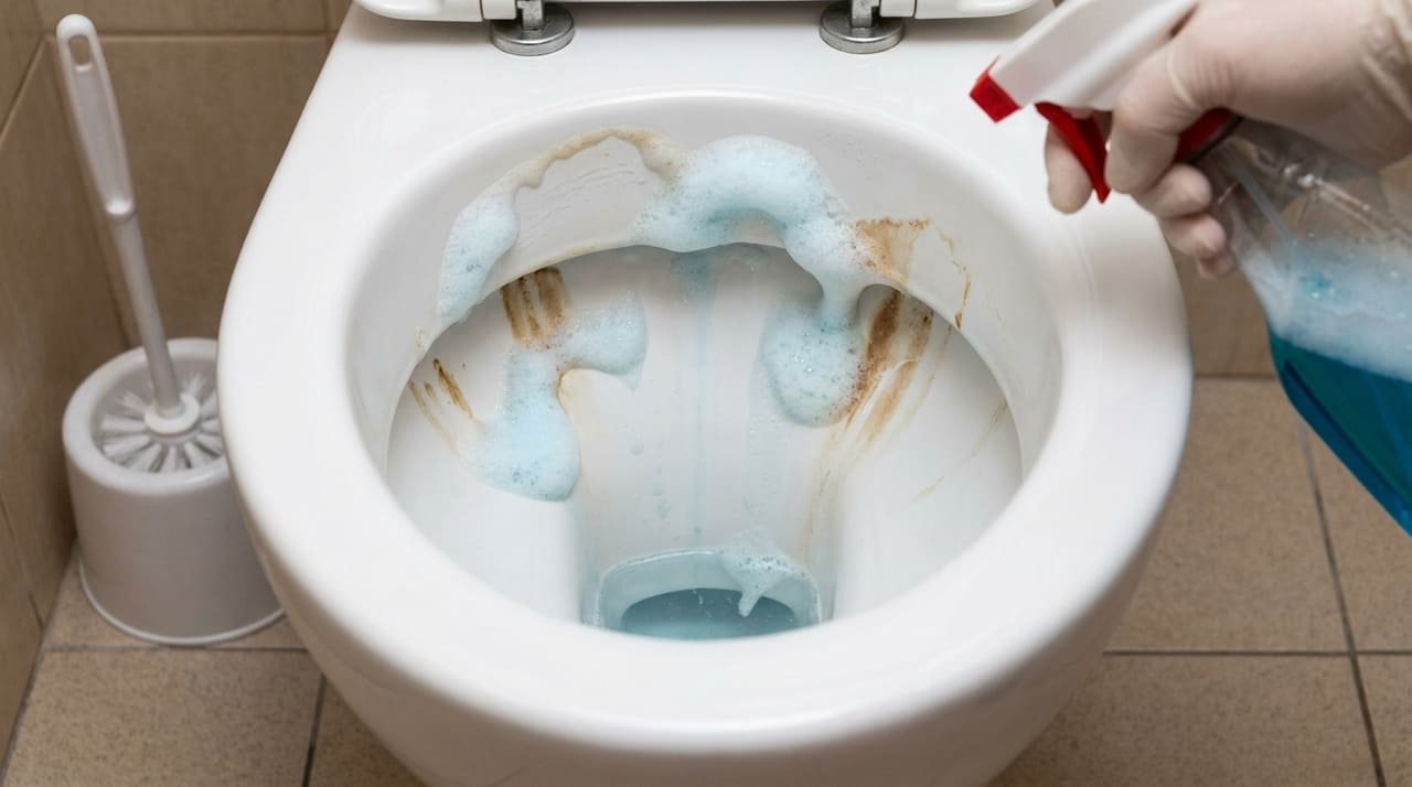 A combinação de vinagre e sal dissolve as crostas minerais e devolve o brilho original à porcelana sem usar produtos químicos corrosivos.