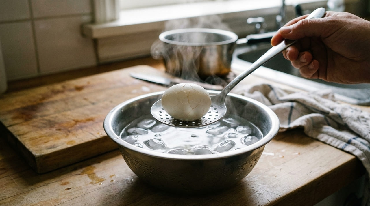 O choque térmico e o ajuste do pH facilitam o desprendimento da casca para uma finalização suave e profissional.
