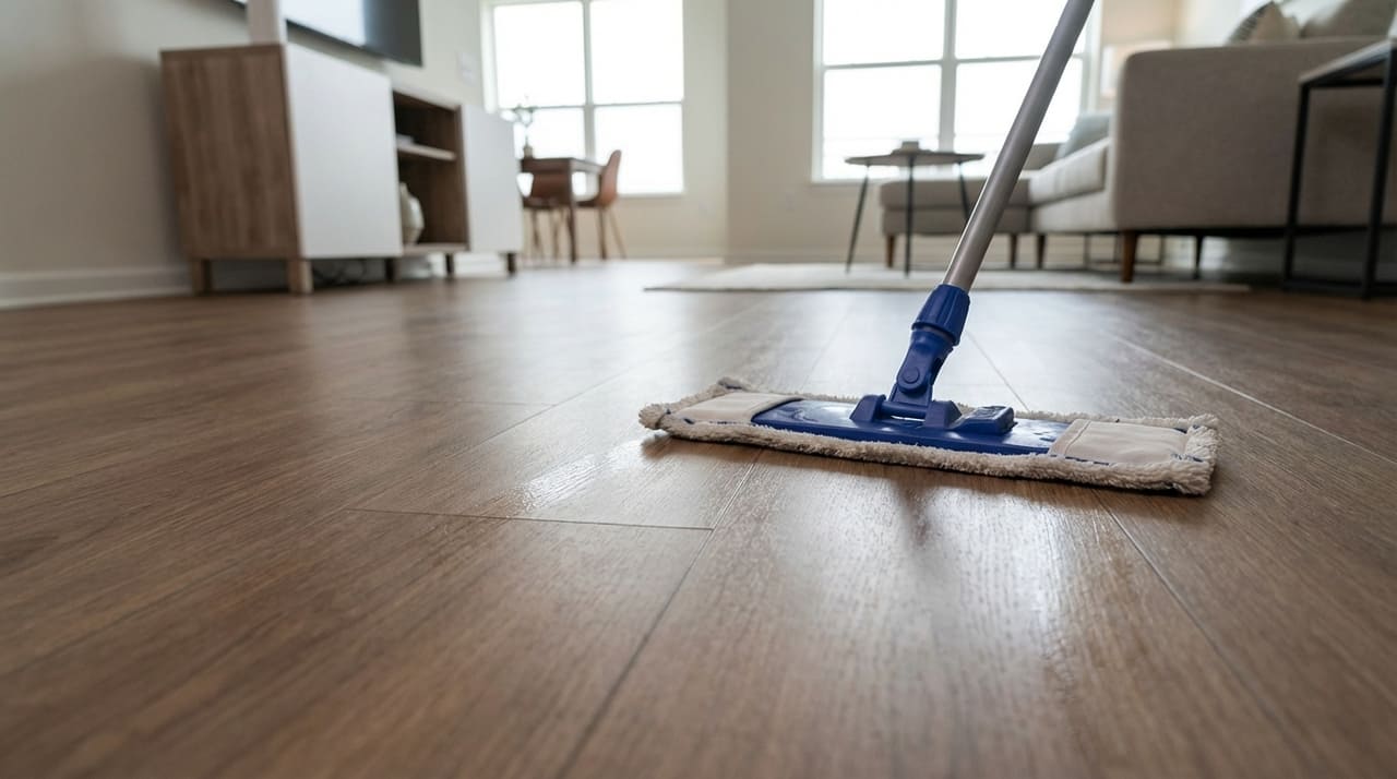 A substituição do laminado pelo vinílico garante conforto acústico e facilidade de manutenção para uma rotina doméstica mais eficiente.