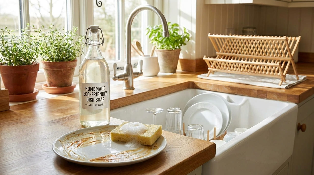 Substituir produtos convencionais por misturas biodegradáveis garante a remoção de gorduras difíceis sem comprometer a segurança alimentar da família.