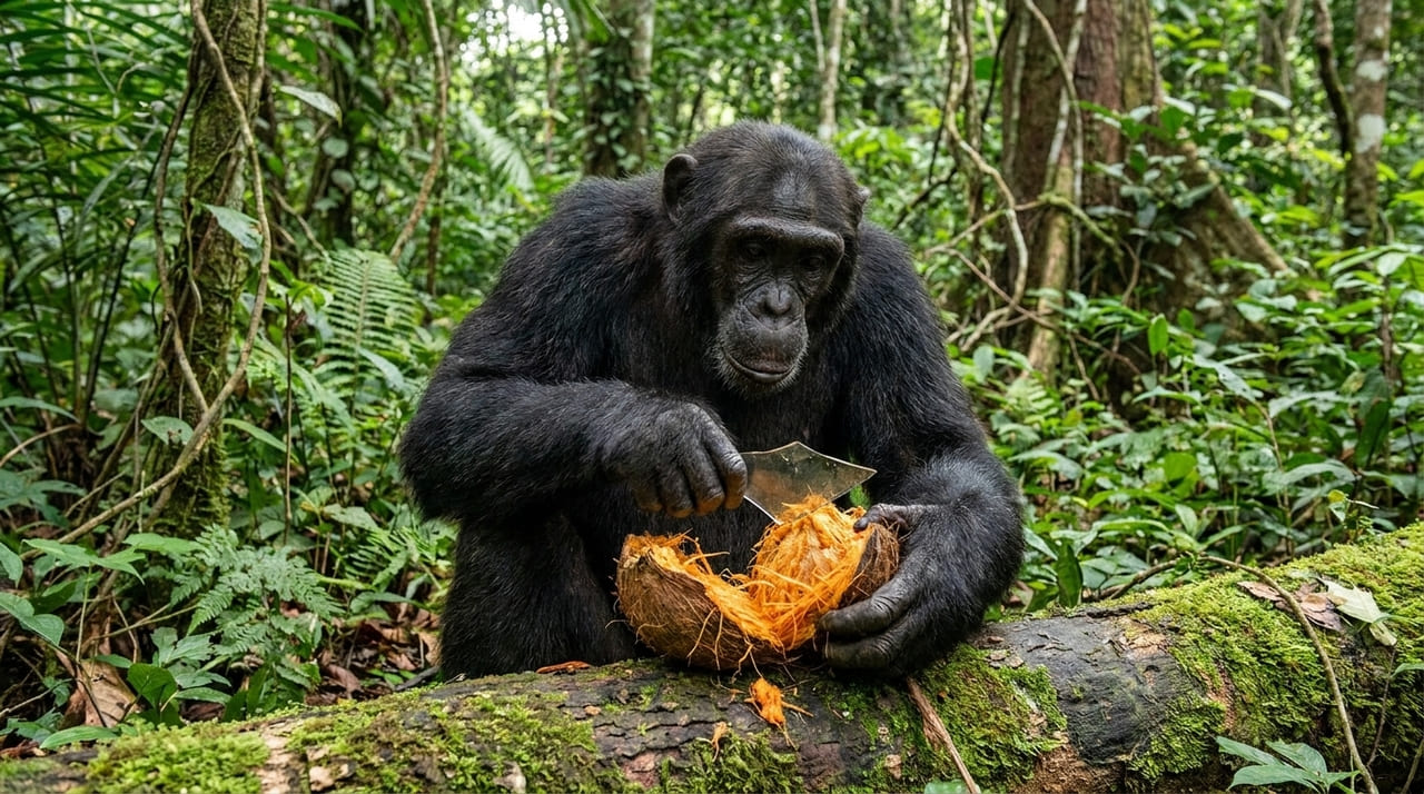 A utilização de fragmentos cortantes para processar alimentos revela uma sofisticação cognitiva que espelha as primeiras práticas tecnológicas dos nossos ancestrais.