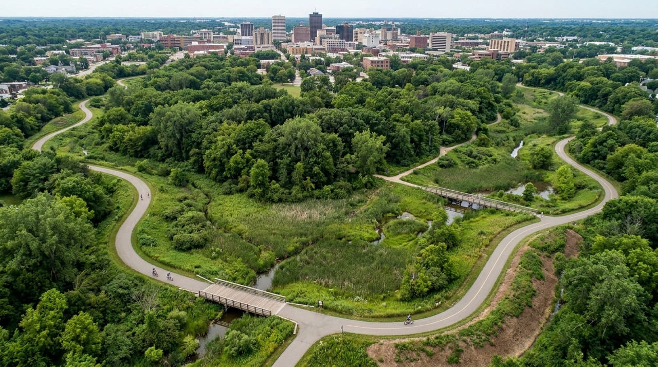 O novo centro urbano utiliza infraestrutura verde e tecnologias de baixa emissão para harmonizar o crescimento populacional com a preservação.