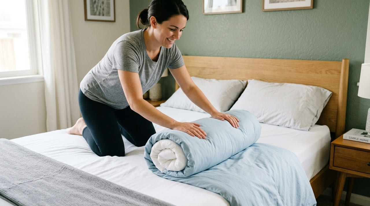 O uso de capas protetoras e fibras tecnológicas facilita a higienização e garante um isolamento térmico superior.